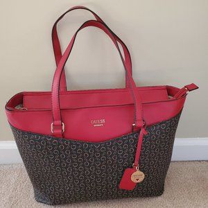Guess Tote Bag Burgundy and Black